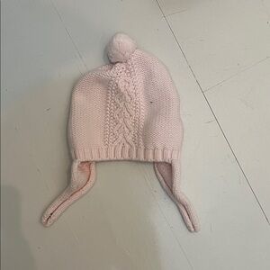 Angel Dear Light Pink Knit Earflap Hat with Pom